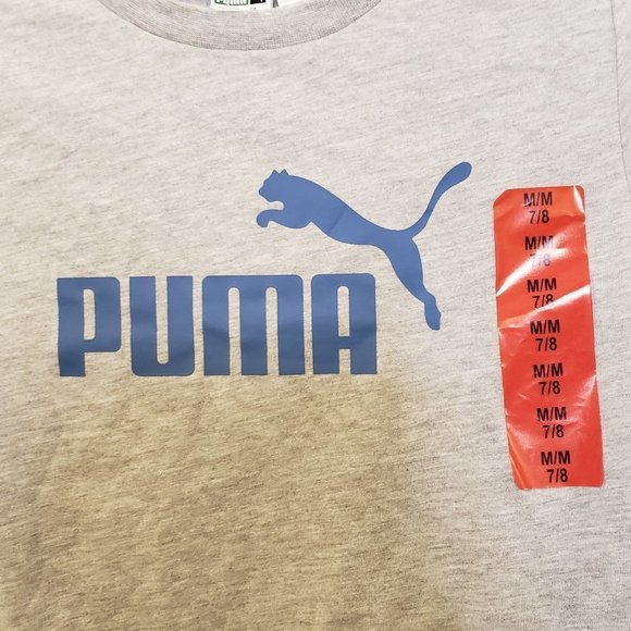 Puma Boy's Light Heather Grey Blue Short Sleeved T-Shirt - Size: M or 7/8 - NWOT - Picture 5 of 8